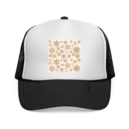 Beige Snowflakes Christmas Pattern Trucker Caps