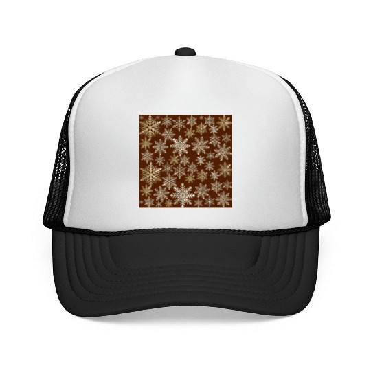 Beige Snowflakes Christmas Pattern Trucker Caps