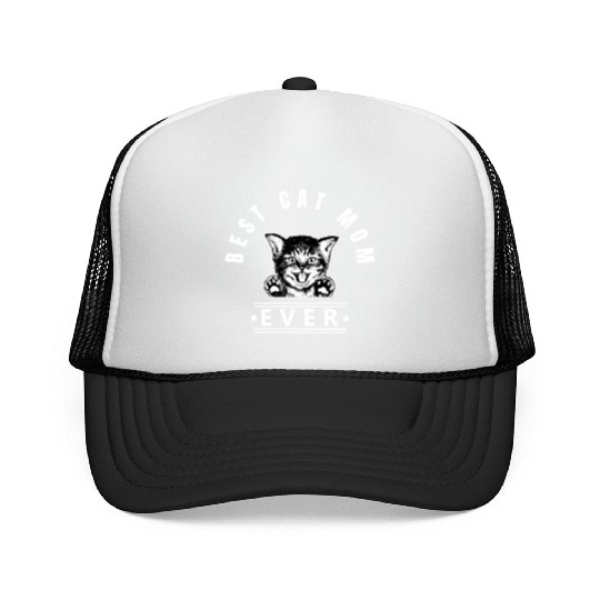 Best Cat Mom Ever Happy Kitten w Trucker Caps