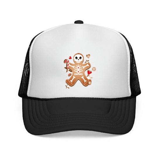 Gingerbread man Sugar Skull decor for Christmas Trucker Caps