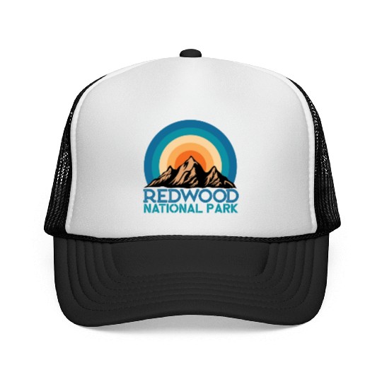 Cool Vintage Retro Redwood National Park Mountain Trucker Caps