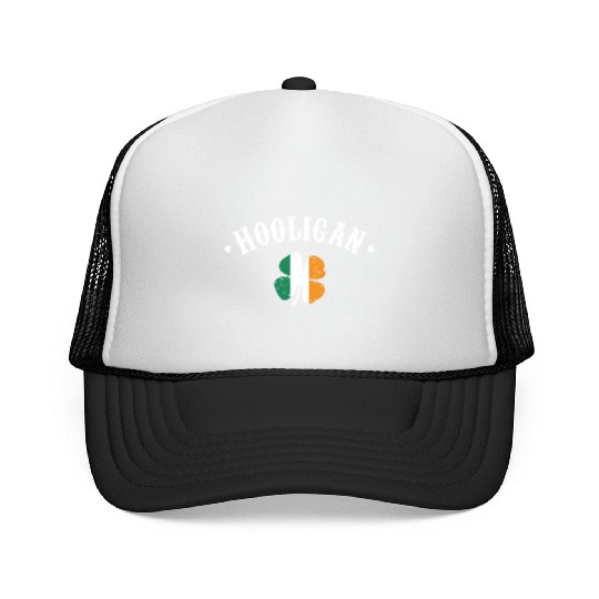 Hooligan St Patricks Day Irish Shamrock Flag Trucker Caps