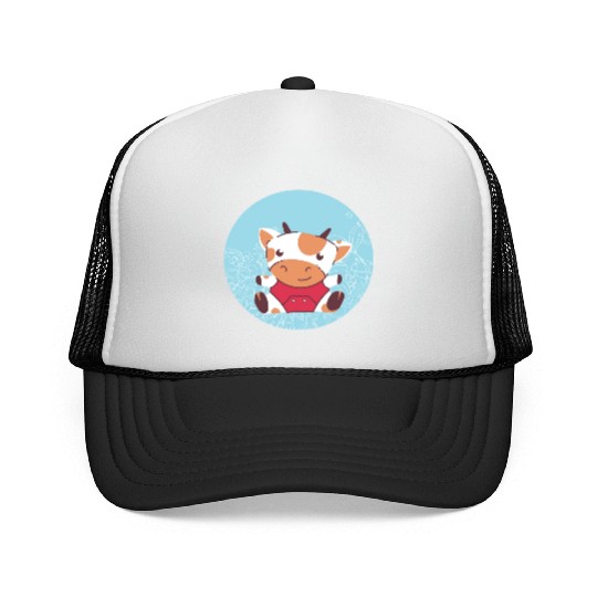 kawaii baby cow for farmers and farm animal lovers Trucker Caps
