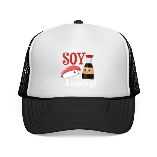 Funny sushi japan soy sauce motif Trucker Caps