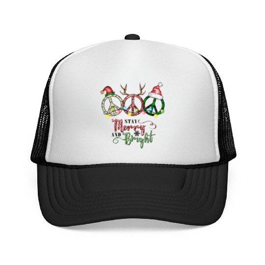 Xmas Christmas Stay Merry and Bright Trucker Caps