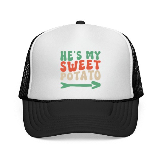 Groovy He's My Sweet Potato Couple's Matching Trucker Caps