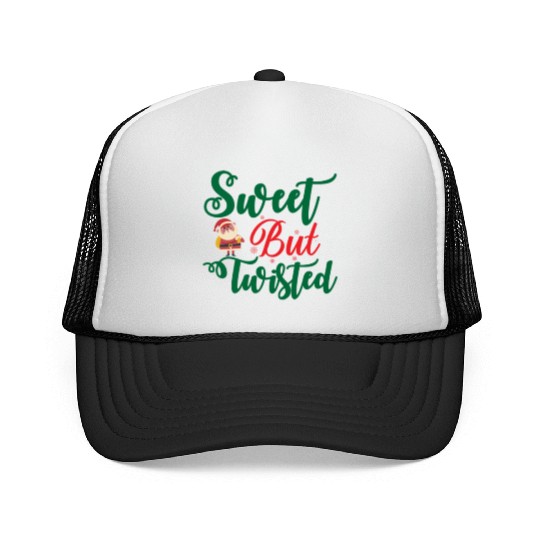 Xmas Christmas Sweet But Twisted Santa Claus Trucker Caps