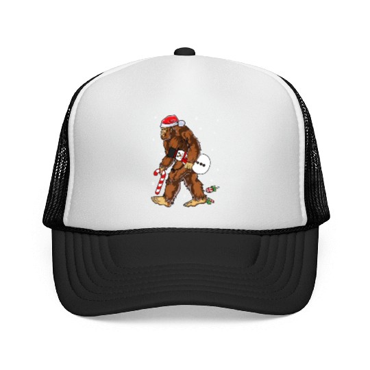 Bigfoot Christmas Funny Winter Boys Men Sasquatch Trucker Caps