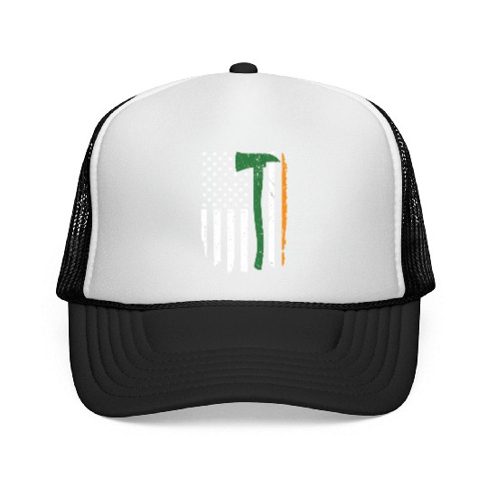 Irish Firefighter American Flag Ireland Trucker Caps