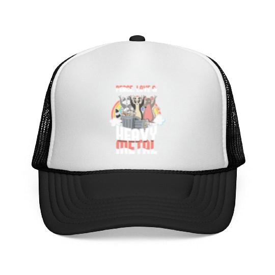 Rock Love Peace Metal Kid Music Heavy Trash Racoon Trucker Caps