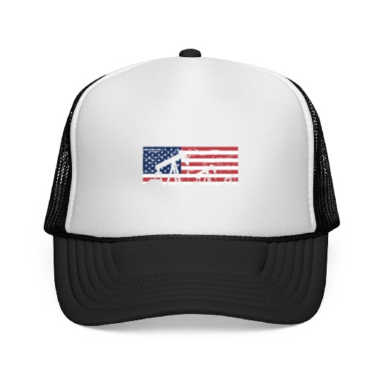 US American Flag Oilfield Oil Field Rig Refinery W Trucker Caps