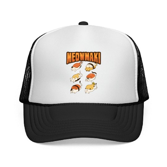 Cat Sushi Meow Design for a Cat Lady or Cat Mom Trucker Caps