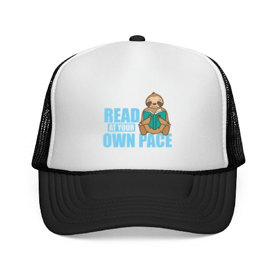 Read at your own Pace Sloth lazy Environment Trucker Caps