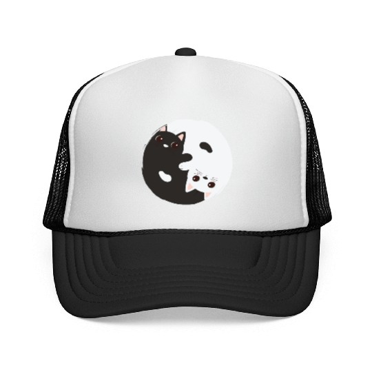 ying yang cat Trucker Caps