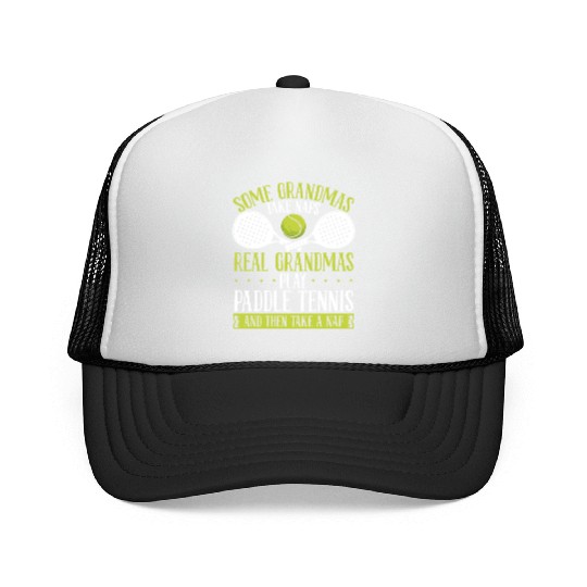 Paddle Tennis Player Match Grandmom Grandma Trucker Caps