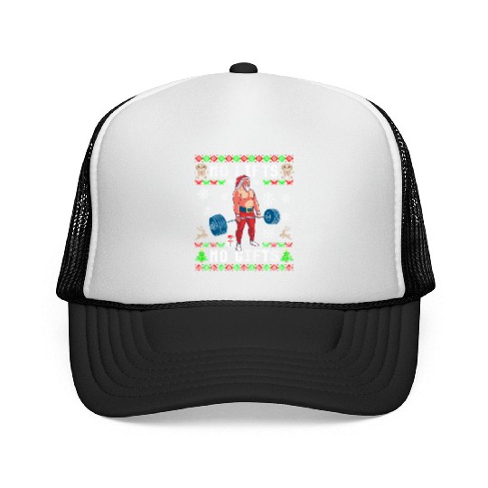Funny No Lifts No Gifts Ugly Christmas Workout Trucker Caps