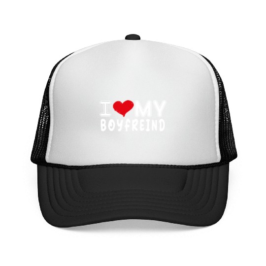 I Love My Boyfriend,valentine,I Heart My Boyfriend Trucker Caps