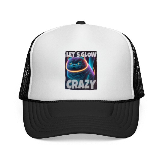Lets Glow Crazy Cat Kitten Fluffy Cat Trucker Caps