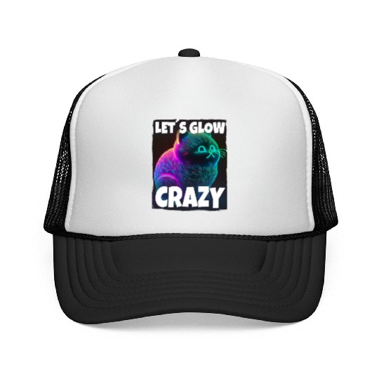 Lets Glow Crazy Cat Kitten Fluffy Cat Trucker Caps