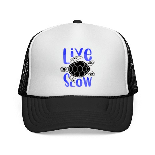 Relax and Live Slow Sea Turtle Beachy Vacation Trucker Caps