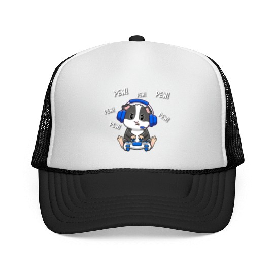 Black and White Guinea Pig Trucker Caps