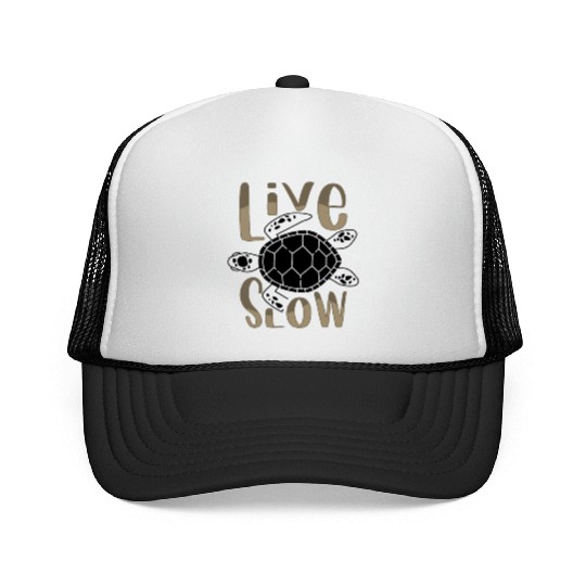 Relax and Live Slow Sea Turtle Beachy Vacation Trucker Caps