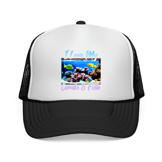 Saltwater aquarium coral fish Trucker Caps