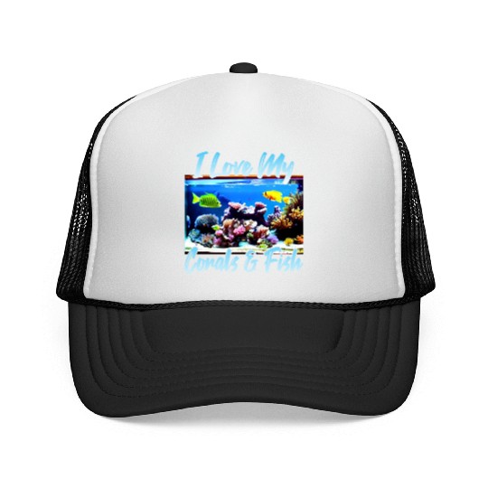 Saltwater aquarium coral fish Trucker Caps