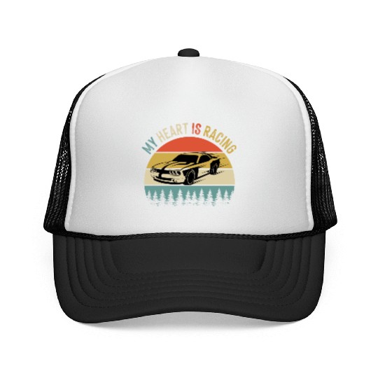 Fathers Day Retro Vintage Speedway Car Racing Trucker Caps