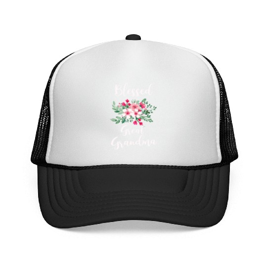 Blessed Great Grandma Flower Bouquet For Grandma Trucker Caps