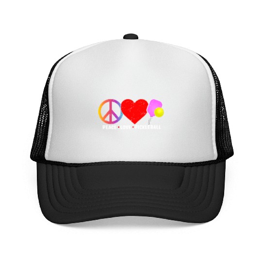 PEACE LOVE PICKLEBALL Trucker Caps