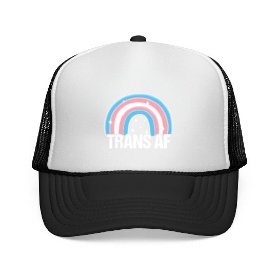 Trans AF Transsexual Transgender Pride Flag Rainbo Trucker Caps