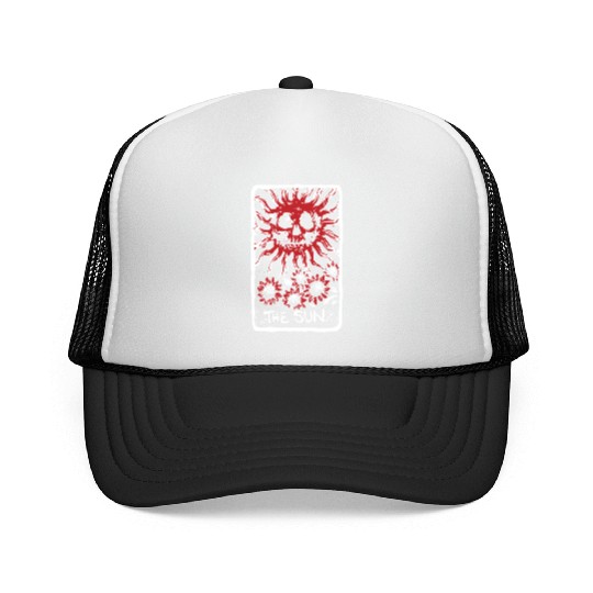 The Sun Blood Red Skeleton Skull Tarot Card Trucker Caps
