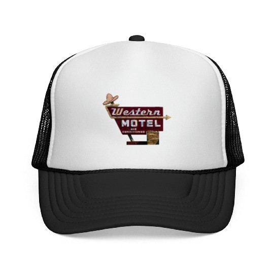 Route 66 Neon Western Motel Bethany Oklahoma Trucker Caps