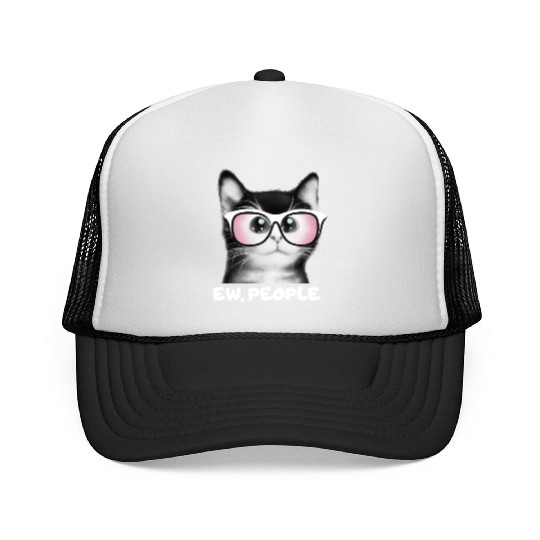 EW PEOPLE, Funny Cat Wearing Pink Sunglasses Trucker Caps