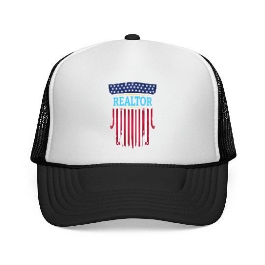 Proud American Patriotic USA Flag Realtor Real Est Trucker Caps