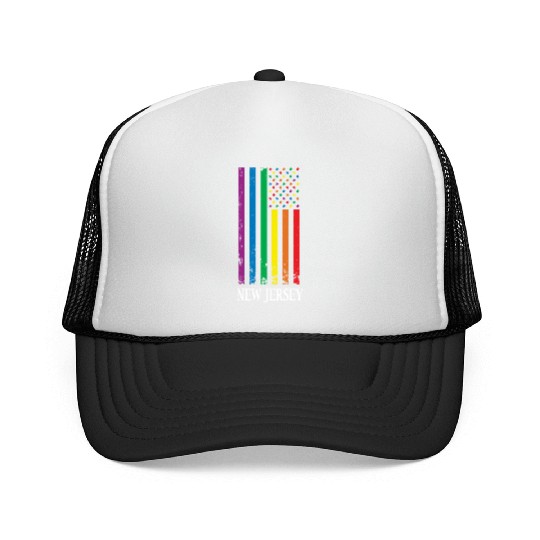 New Jersey Pride Month Pride Flag LGBT Community L Trucker Caps