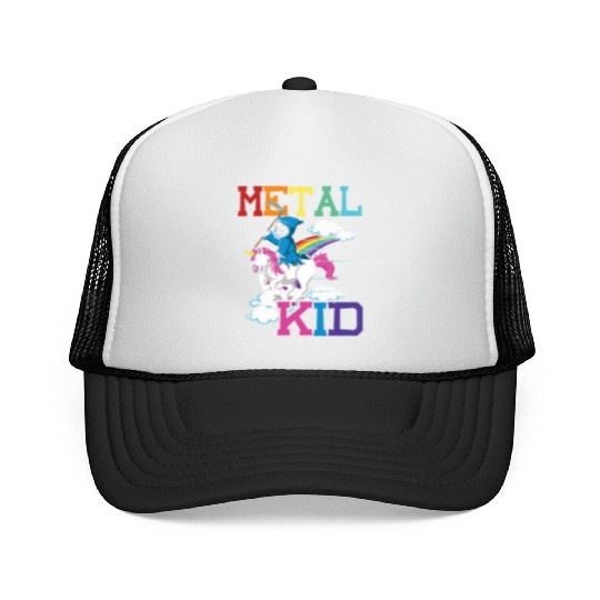 Metal Kid Music Grim Unicorn Rocker Rock Trucker Caps