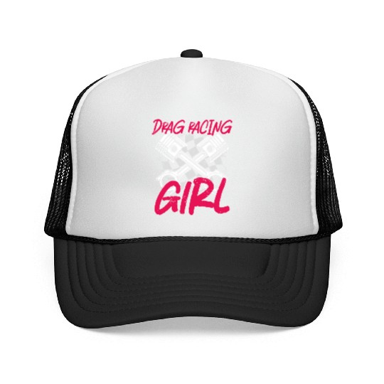 Drag Racing Race Car Girl Vintage Trucker Caps