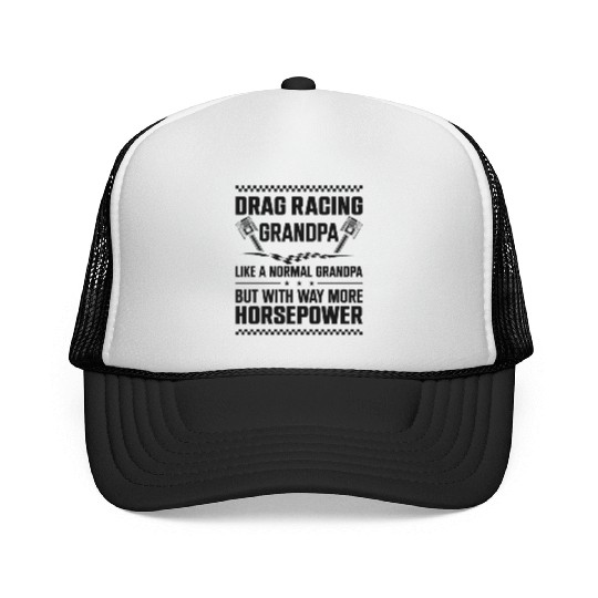 Drag Racing Race Car Grandpa Trucker Caps