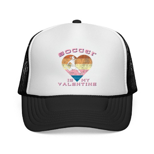 SOCCER IS MY VALENTINE retro heart 278 Trucker Caps