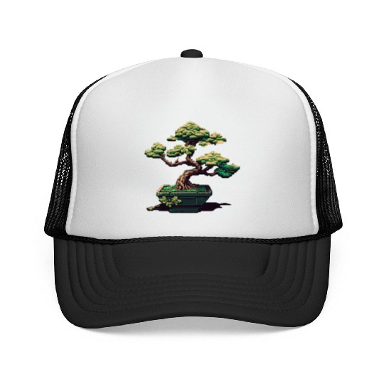 8 Bit Bonsai Tree Trucker Caps