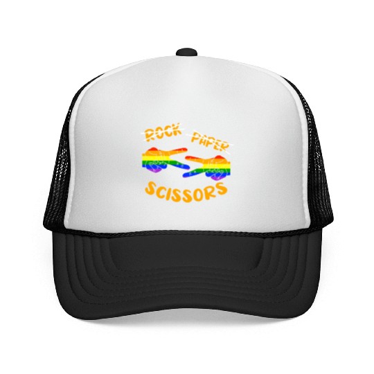 Rock Paper Scissors, LGBT Rainbow Flag Trucker Caps