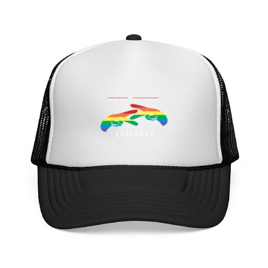 Rock Paper Scissors | Funny Lesbian Pride LGBT Trucker Caps