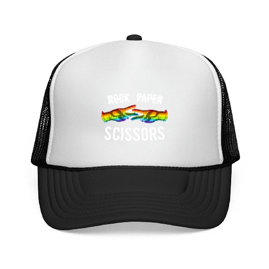 Rock Paper Scissors Lesbian Pride Rainbow LGBT Trucker Caps