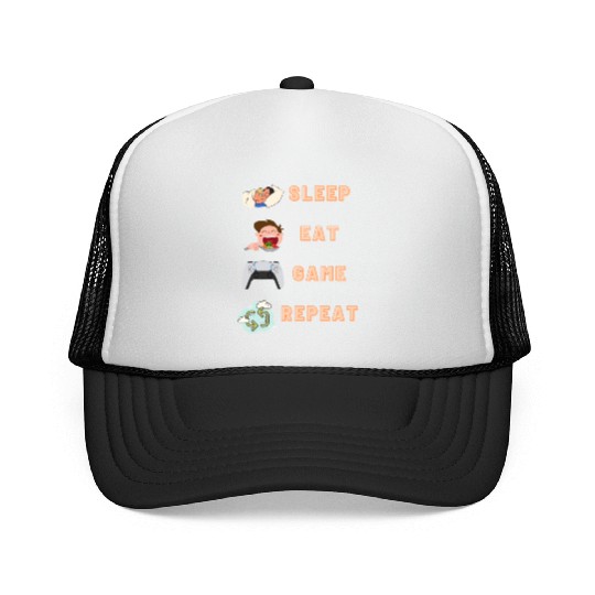 sleep eat game repeat PlayStation Trucker Caps