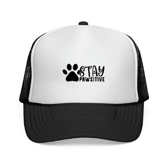 STAY PAWSITIVE Positive thinking dog lover Trucker Caps