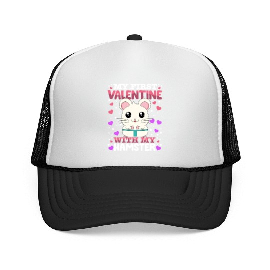 My First Valentine With My Hamster Animal Heart Trucker Caps