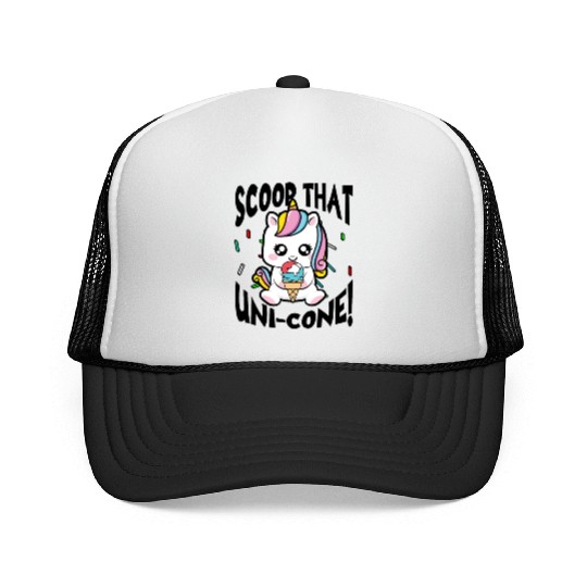 Rainbow Cute Unicorn Ice Cream Lover Mythical Trucker Caps
