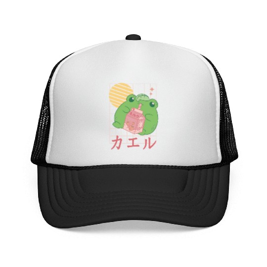 Strawberry Milk Frog Japanese Trucker Caps